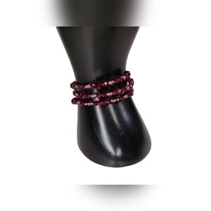 Ruby Red Spiral Memory Wire Bracelet